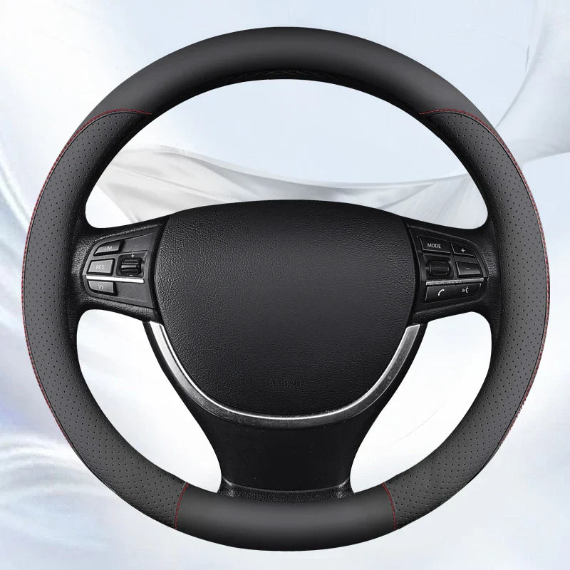38 cm Universal Leather Steering Wheel Cover – Anti-Slip Grip