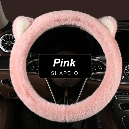 38 cm Plush Cat-Ear Steering Wheel Cover (Anti-Slip)