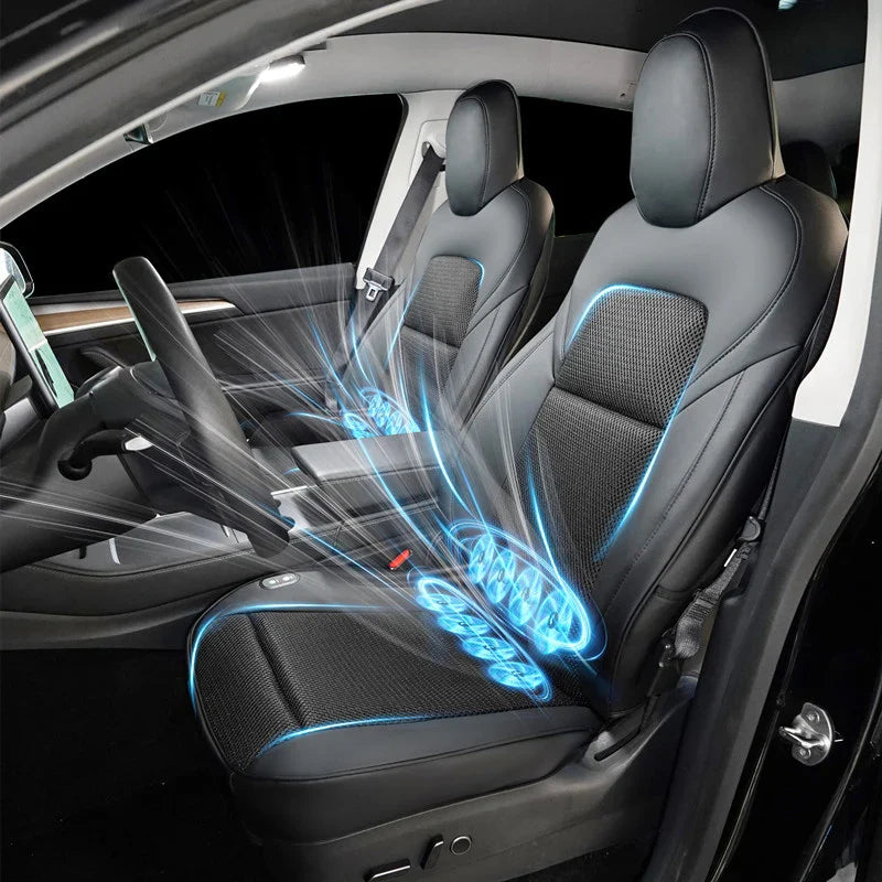 Ventilated Car Seat Cooling Cushion with 8 Fans for Tesla Model Y – Half Surround
