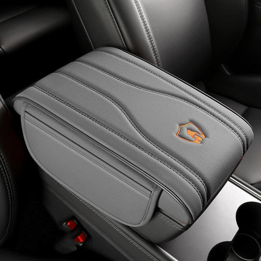 Universal Nappa Leather Car Armrest Cover with Memory Foam and Side Storage