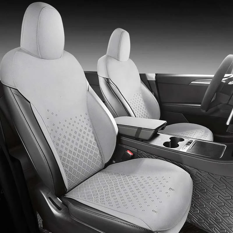 Half-Cover Suede Car Seat Cushion Pads for Tesla Model Y