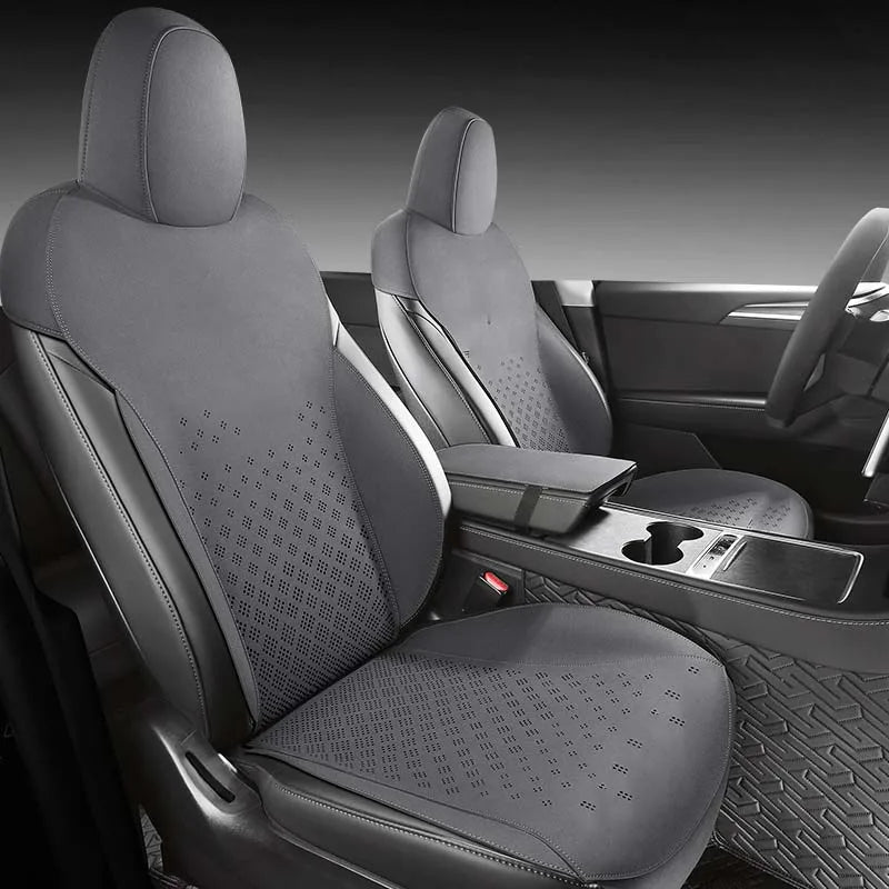 Half-Cover Suede Car Seat Cushion Pads for Tesla Model Y