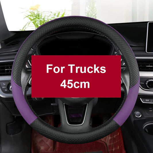 40–45 cm Anti-Slip Leather Steering Wheel Cover – For Trucks