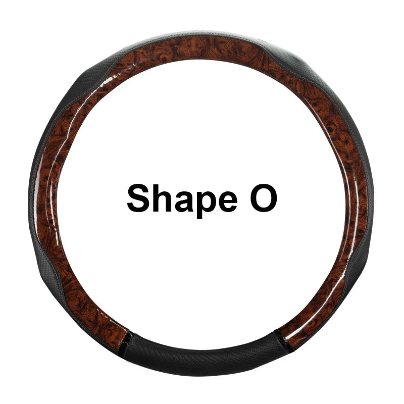 38 cm Universal Leather Steering Wheel Cover – Leopard Print, Anti-Slip