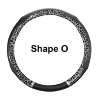 38 cm Universal Leather Steering Wheel Cover – Leopard Print, Anti-Slip