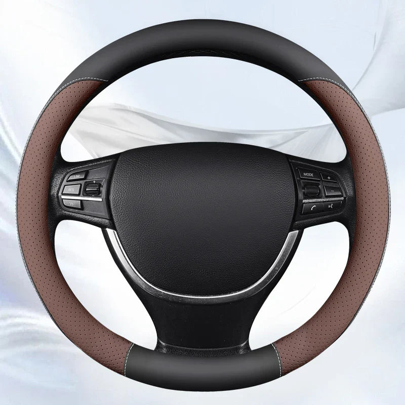 38 cm Universal Leather Steering Wheel Cover – Anti-Slip Grip