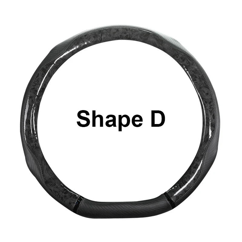 38 cm Universal Leather Steering Wheel Cover – Leopard Print, Anti-Slip