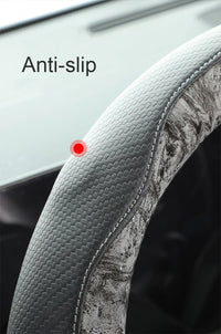 38 cm Universal Leather Steering Wheel Cover – Leopard Print, Anti-Slip