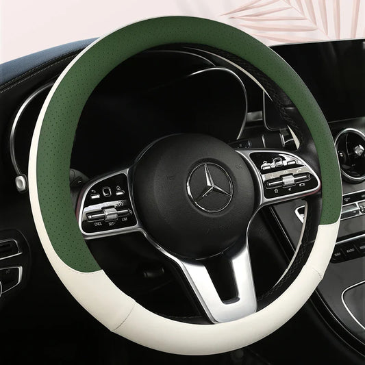 38 cm Fashion Color Leather Steering Wheel Cover
