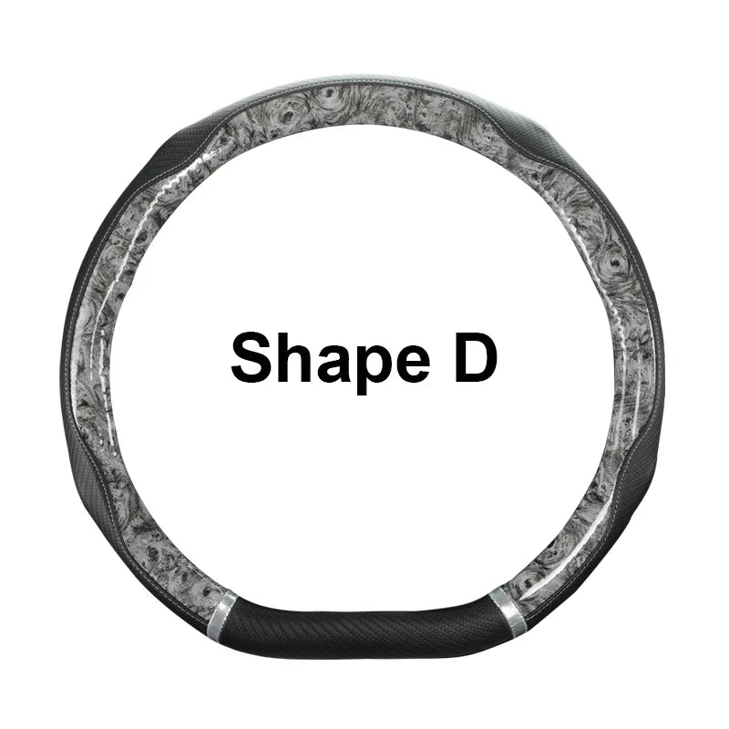 38 cm Universal Leather Steering Wheel Cover – Leopard Print, Anti-Slip