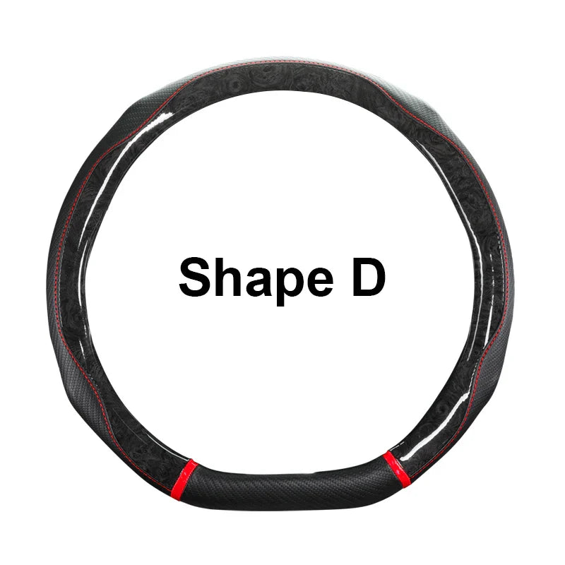 38 cm Universal Leather Steering Wheel Cover – Leopard Print, Anti-Slip