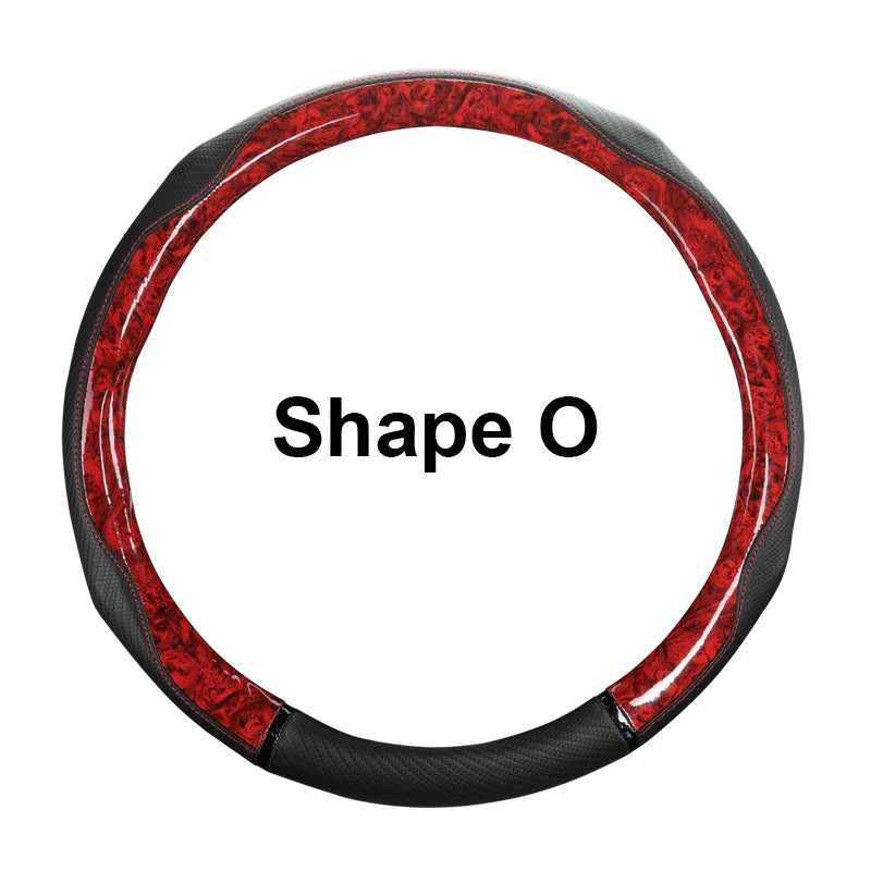 38 cm Universal Leather Steering Wheel Cover – Leopard Print, Anti-Slip