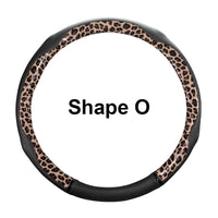 38 cm Universal Leather Steering Wheel Cover – Leopard Print, Anti-Slip