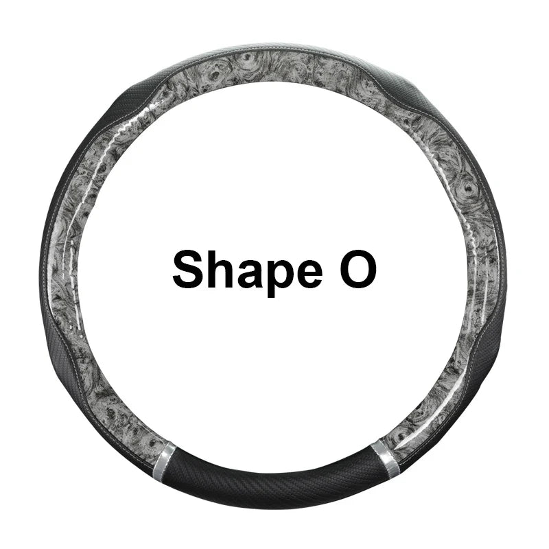 38 cm Universal Leather Steering Wheel Cover – Leopard Print, Anti-Slip