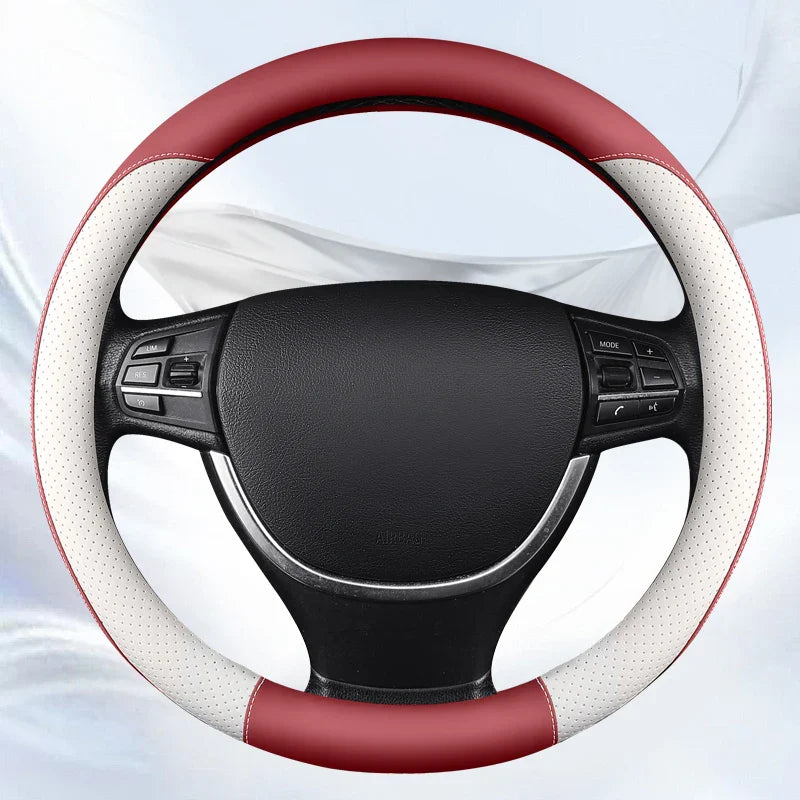 38 cm Universal Leather Steering Wheel Cover – Anti-Slip Grip