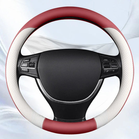 38 cm Universal Leather Steering Wheel Cover – Anti-Slip Grip
