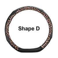 38 cm Universal Leather Steering Wheel Cover – Leopard Print, Anti-Slip