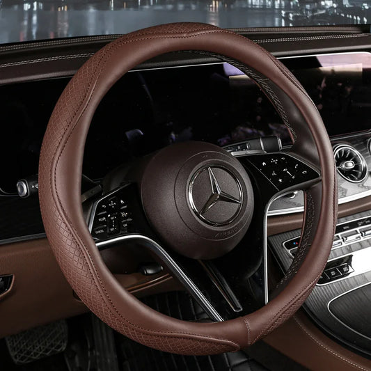38 cm Universal Leather Steering Wheel Cover – Fashion Style