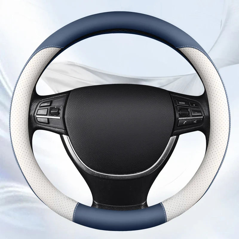 38 cm Universal Leather Steering Wheel Cover – Anti-Slip Grip