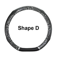 38 cm Universal Leather Steering Wheel Cover – Leopard Print, Anti-Slip