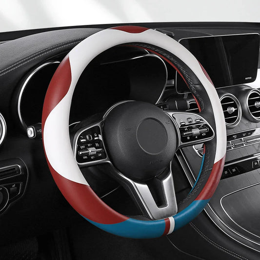 38 cm Luxury Leather Steering Wheel Cover – Universal Fit