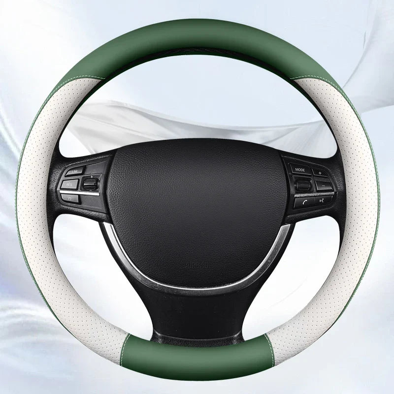 38 cm Universal Leather Steering Wheel Cover – Anti-Slip Grip