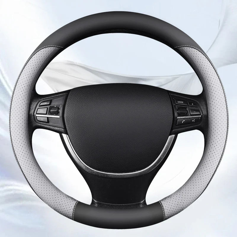38 cm Universal Leather Steering Wheel Cover – Anti-Slip Grip