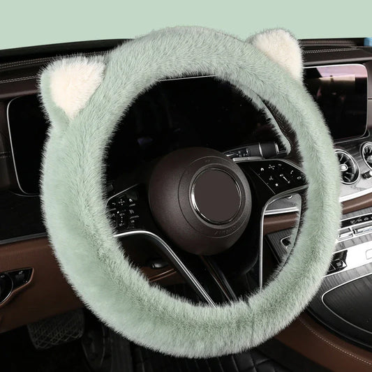 38 cm Plush Cat-Ear Steering Wheel Cover (Anti-Slip)
