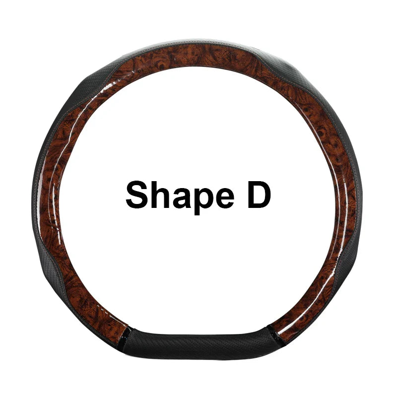 38 cm Universal Leather Steering Wheel Cover – Leopard Print, Anti-Slip